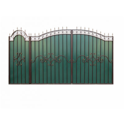 Комп. ворота (3,44х2,35м) с калиткой(0,885х2,35м) №21 зеленые.  без столбов (порошковая окраска)