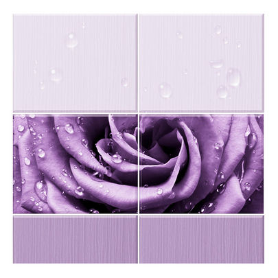 Панель ПВХ UNIQUE 250*2700 капли росы фиолетовый (узор из 2шт) комплект