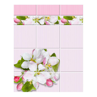 Панель ПВХ UNIQUE 250*2700 яблоневый цвет розовый декор (узор из 2шт) Панно комплект